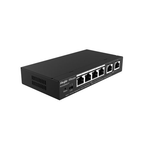 Ruijie 6-Port Gigabit Smart POE Switch, 4 PoE/POE+ Ports with 2 Gigabit RJ45 uplink ports, 54W PoE power budget, Desktop Steel Case